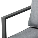 Aluminium Garden Sofa Set With Square Glass Top Table And Stools - Velmora