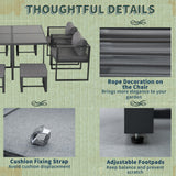 Aluminium Garden Sofa Set With Square Glass Top Table And Stools - Velmora