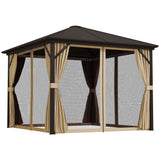 Aluminium Hardtop Gazebo 298cm Width x 298cm Depth With Curtains - Velmora