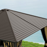 Aluminium Hardtop Gazebo 298cm Width x 298cm Depth With Curtains - Velmora