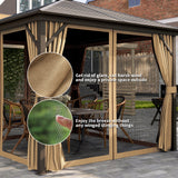 Aluminium Hardtop Gazebo 298cm Width x 298cm Depth With Curtains - Velmora
