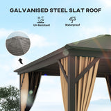 Aluminium Hardtop Gazebo 298cm Width x 298cm Depth With Curtains - Velmora