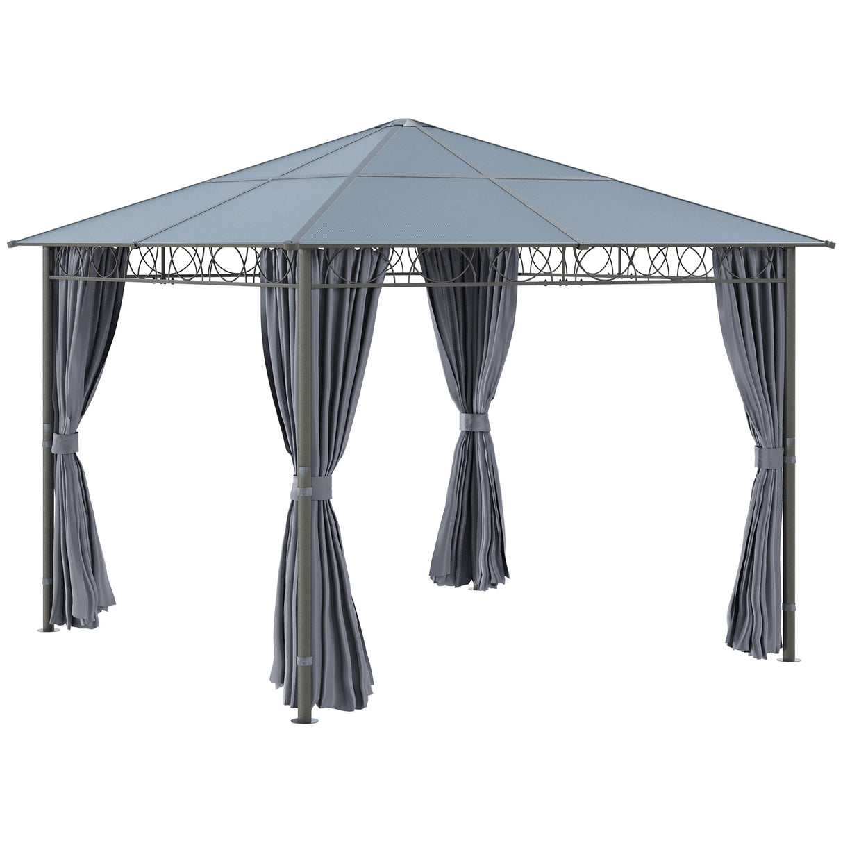 Aluminium Hardtop Gazebo 300cm Width x 300cm Depth With Curtains - Velmora
