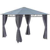 Aluminium Hardtop Gazebo 300cm Width x 300cm Depth With Curtains - Velmora