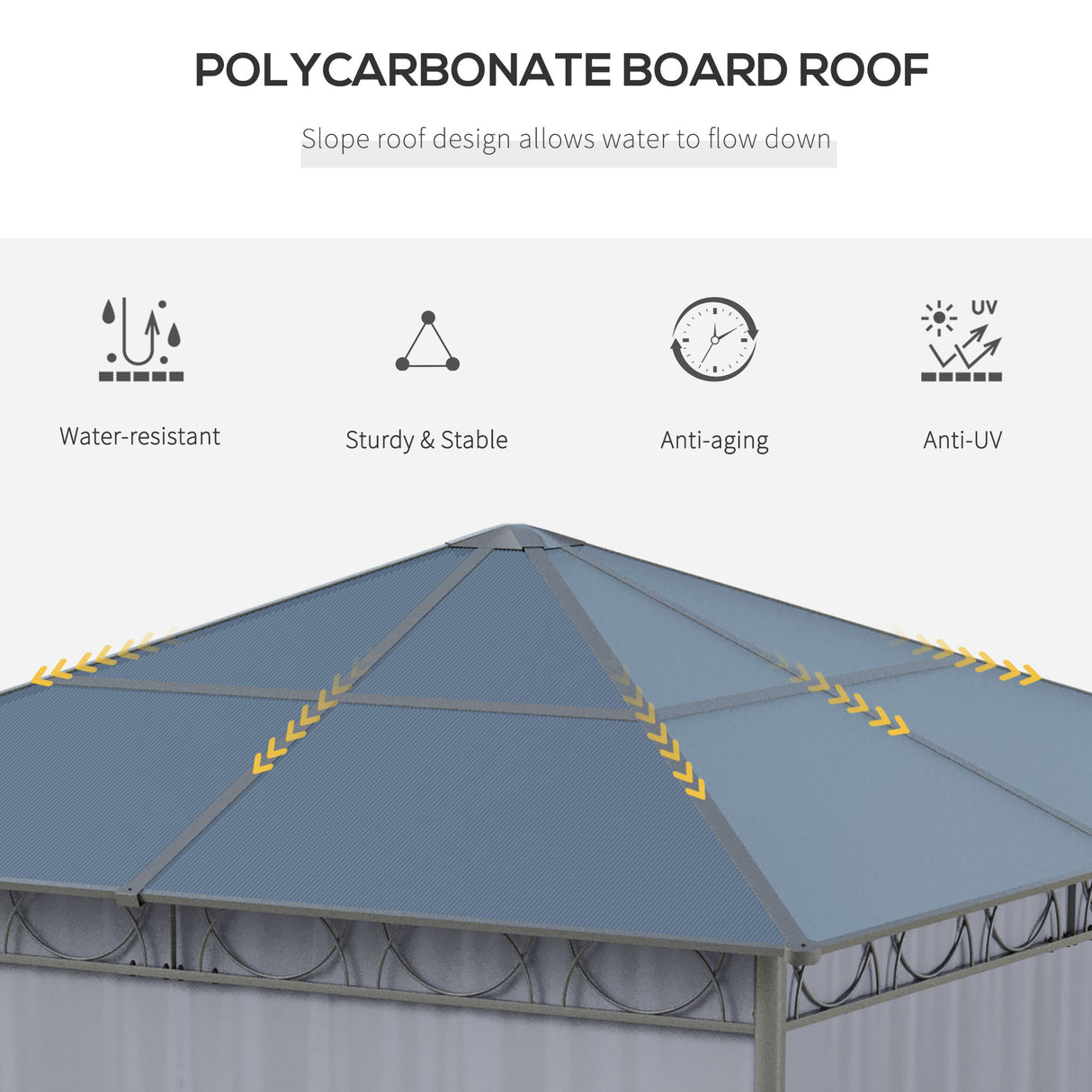 Aluminium Hardtop Gazebo 300cm Width x 300cm Depth With Curtains - Velmora