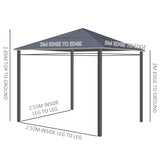 Aluminium Hardtop Gazebo 300cm Width x 300cm Depth With Curtains - Velmora