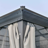 Aluminium Hardtop Gazebo 300cm Width x 300cm Depth With Netting And Curtains - Velmora