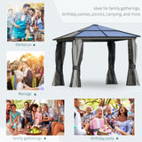 Aluminium Hardtop Gazebo 300cm Width x 300cm Depth With Netting And Curtains - Velmora
