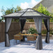 Aluminium Hardtop Gazebo 300cm Width x 300cm Depth With Netting And Curtains - Velmora