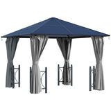 Aluminium Hardtop Gazebo 300cm Width x 300cm Depth With Polycarbonate Roof - Velmora