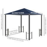 Aluminium Hardtop Gazebo 300cm Width x 300cm Depth With Polycarbonate Roof - Velmora