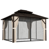 Aluminium Hardtop Gazebo 301cm Width x 301cm Depth With Curtains - Velmora