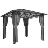 Aluminium Hardtop Gazebo 302cm Width x 302cm Depth With Curtains - Velmora