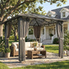 Aluminium Hardtop Gazebo 302cm Width x 302cm Depth With Curtains - Velmora