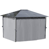 Aluminium Hardtop Gazebo 360cm Width x 300cm Depth With Curtains - Velmora