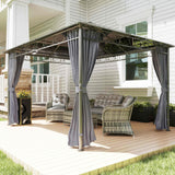 Aluminium Hardtop Gazebo 360cm Width x 300cm Depth With Curtains - Velmora