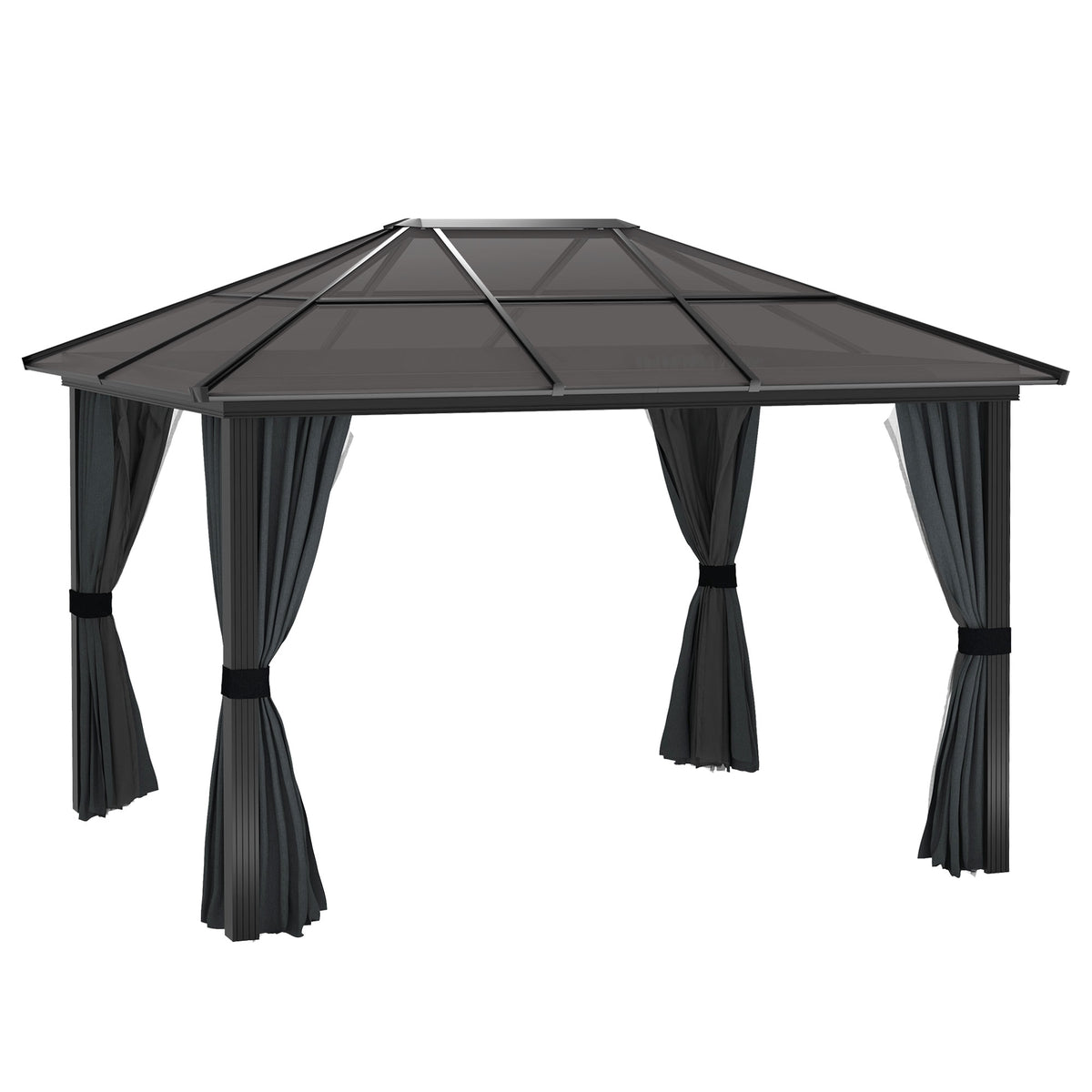 Aluminium Hardtop Gazebo with Curtains & Netting 360 x 300cm | Cozy ...