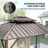 Aluminium Hardtop Gazebo 360cm Width x 301cm Depth With Curtains - Velmora
