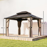 Aluminium Hardtop Gazebo 360cm Width x 301cm Depth With Curtains - Velmora