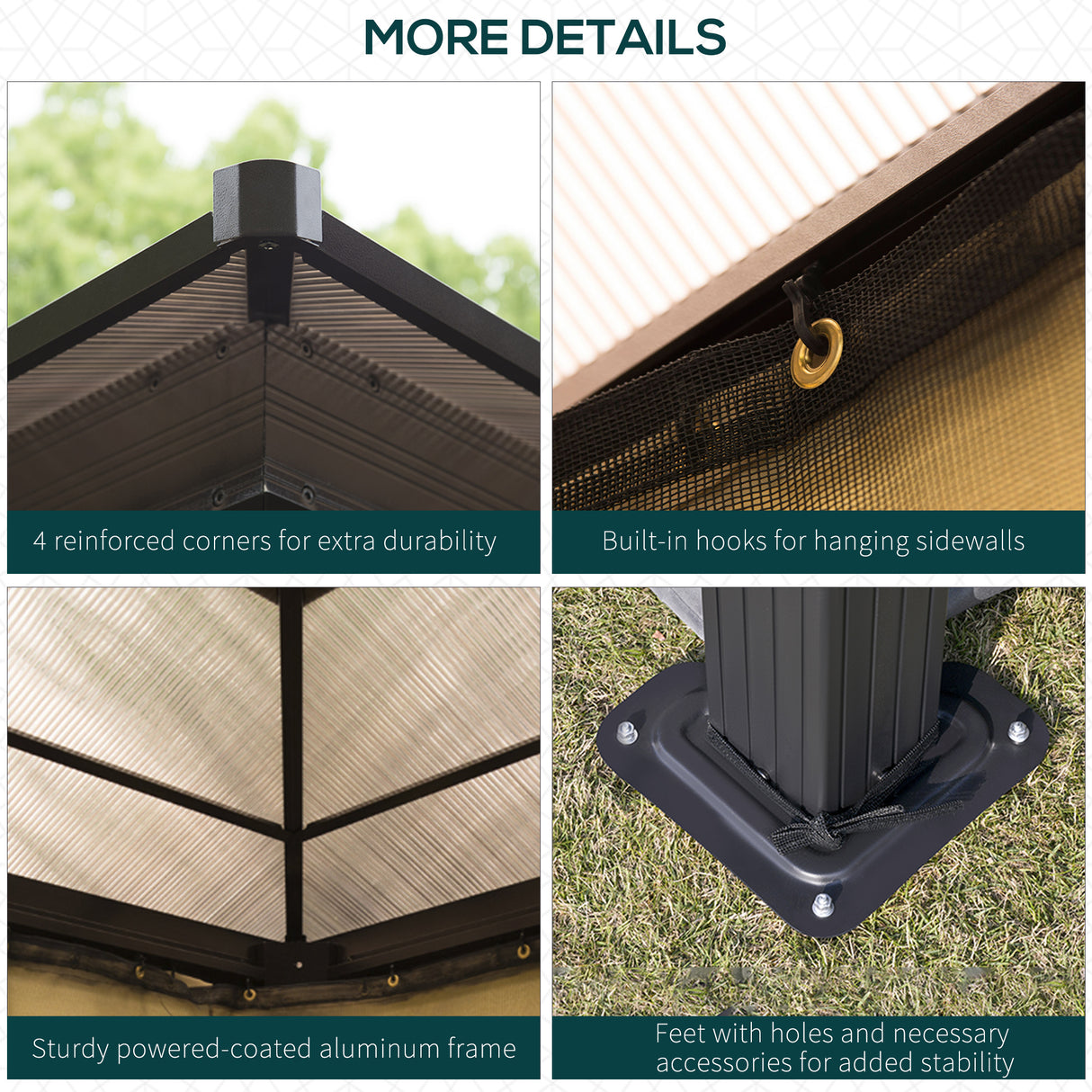 Aluminium Hardtop Gazebo 362cm Width x 295cm Depth With Netting And Curtains - Velmora