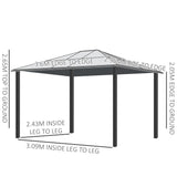 Aluminium Hardtop Gazebo 362cm Width x 295cm Depth With Netting And Curtains - Velmora