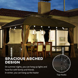 Aluminium Hardtop Gazebo 365cm Width x 300cm Depth With Curtains - Velmora