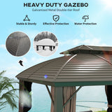 Aluminium Hardtop Gazebo 365cm Width x 300cm Depth With Curtains - Velmora