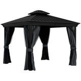 Aluminium Hardtop Gazebo 365cm Width x 300cm Depth With Double Roof - Velmora