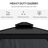 Aluminium Hardtop Gazebo 365cm Width x 300cm Depth With Double Roof - Velmora