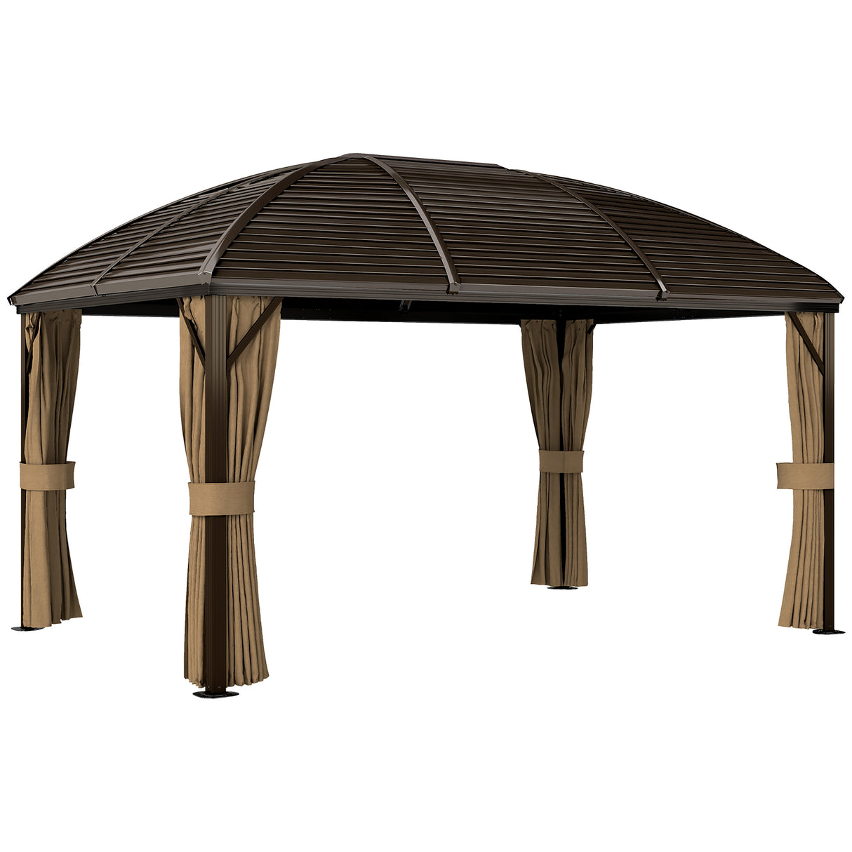 Aluminium Hardtop Gazebo 398cm Width x 298cm Depth With Curtains - Velmora