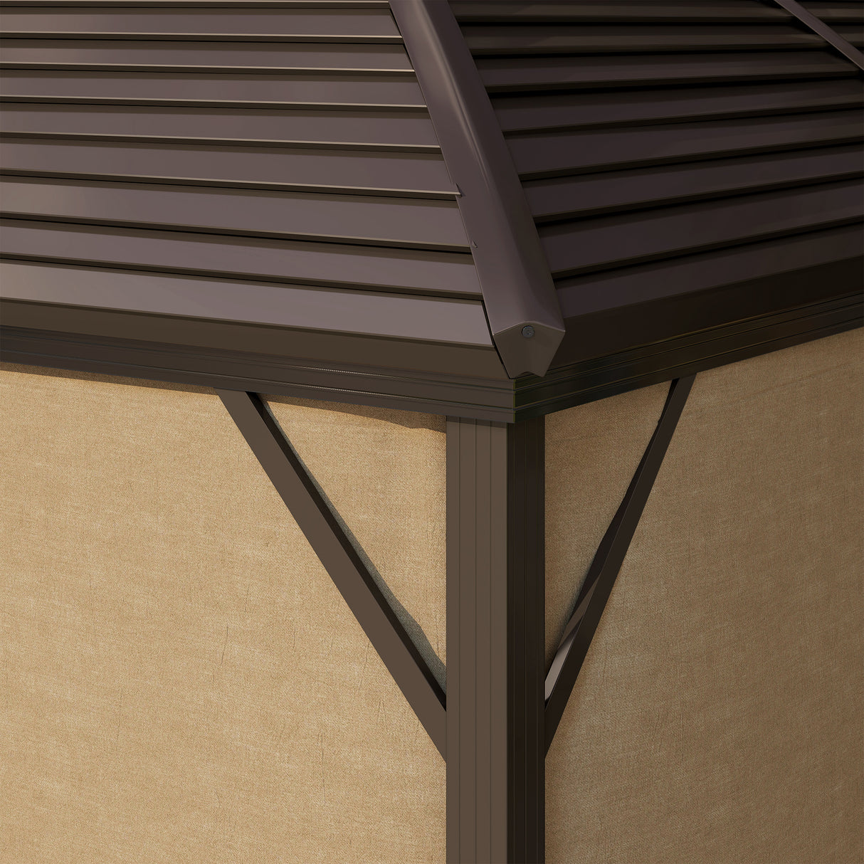 Aluminium Hardtop Gazebo 398cm Width x 298cm Depth With Curtains - Velmora