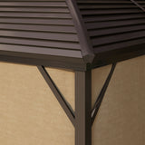 Aluminium Hardtop Gazebo 398cm Width x 298cm Depth With Curtains - Velmora