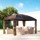 Aluminium Hardtop Gazebo 398cm Width x 298cm Depth With Curtains - Velmora