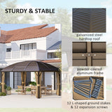Aluminium Hardtop Gazebo 398cm Width x 298cm Depth With Curtains - Velmora