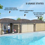 Aluminium Hardtop Gazebo 398cm Width x 298cm Depth With Curtains - Velmora
