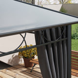 Aluminium Hardtop Gazebo 398cm Width x 300cm Depth With Curtains - Velmora
