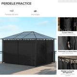 Aluminium Hardtop Gazebo 398cm Width x 300cm Depth With Curtains - Velmora
