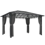 Aluminium Hardtop Gazebo 402cm Width x 302cm Depth With Curtains - Velmora