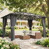 Aluminium Hardtop Gazebo 402cm Width x 302cm Depth With Curtains - Velmora