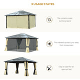 Aluminium Hardtop Gazebo 420cm Width x 360cm Depth With Curtains - Velmora