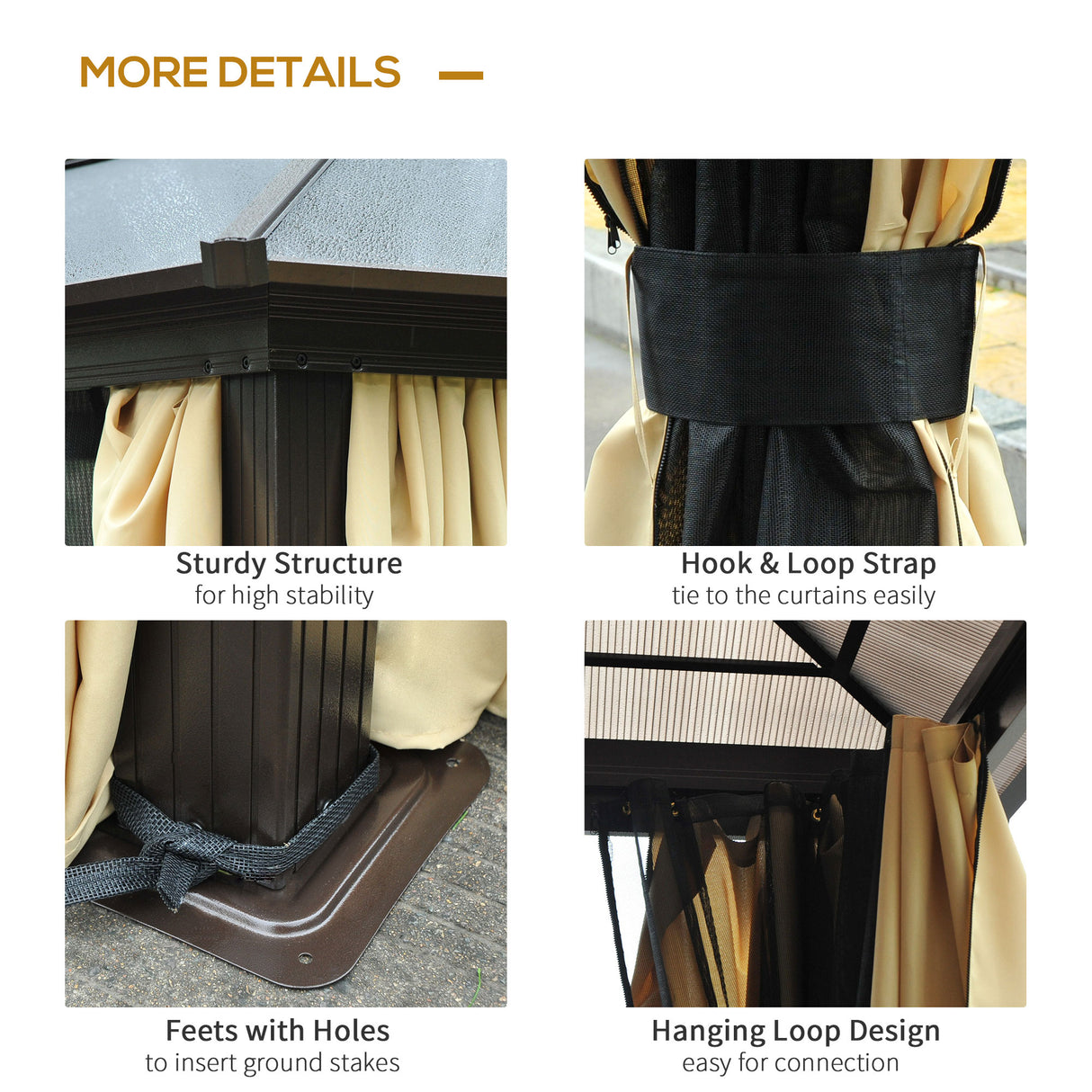 Aluminium Hardtop Gazebo 420cm Width x 360cm Depth With Curtains - Velmora