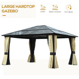 Aluminium Hardtop Gazebo 420cm Width x 360cm Depth With Curtains - Velmora