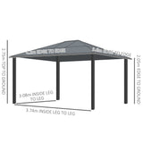 Aluminium Hardtop Gazebo 420cm Width x 360cm Depth With Curtains - Velmora