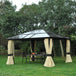 Aluminium Hardtop Gazebo 420cm Width x 360cm Depth With Curtains - Velmora