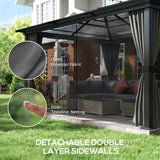 Aluminium Hardtop Gazebo 420cm Width x 360cm Depth With Netting And Curtains - Velmora