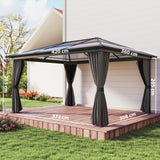 Aluminium Hardtop Gazebo 420cm Width x 360cm Depth With Netting And Curtains - Velmora