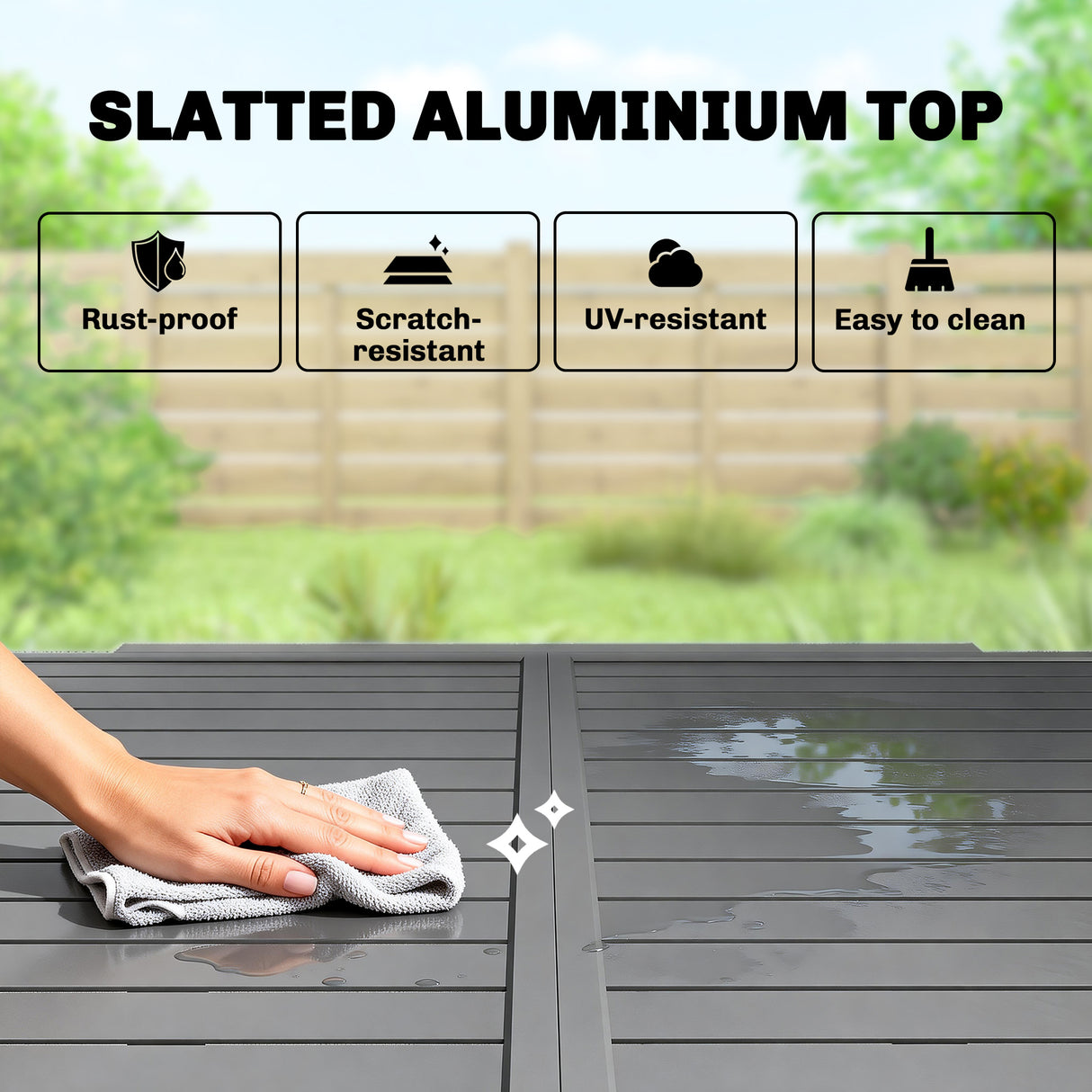 Aluminium Outdoor Garden Extending Dining Table for 4 to 8 People - Velmora