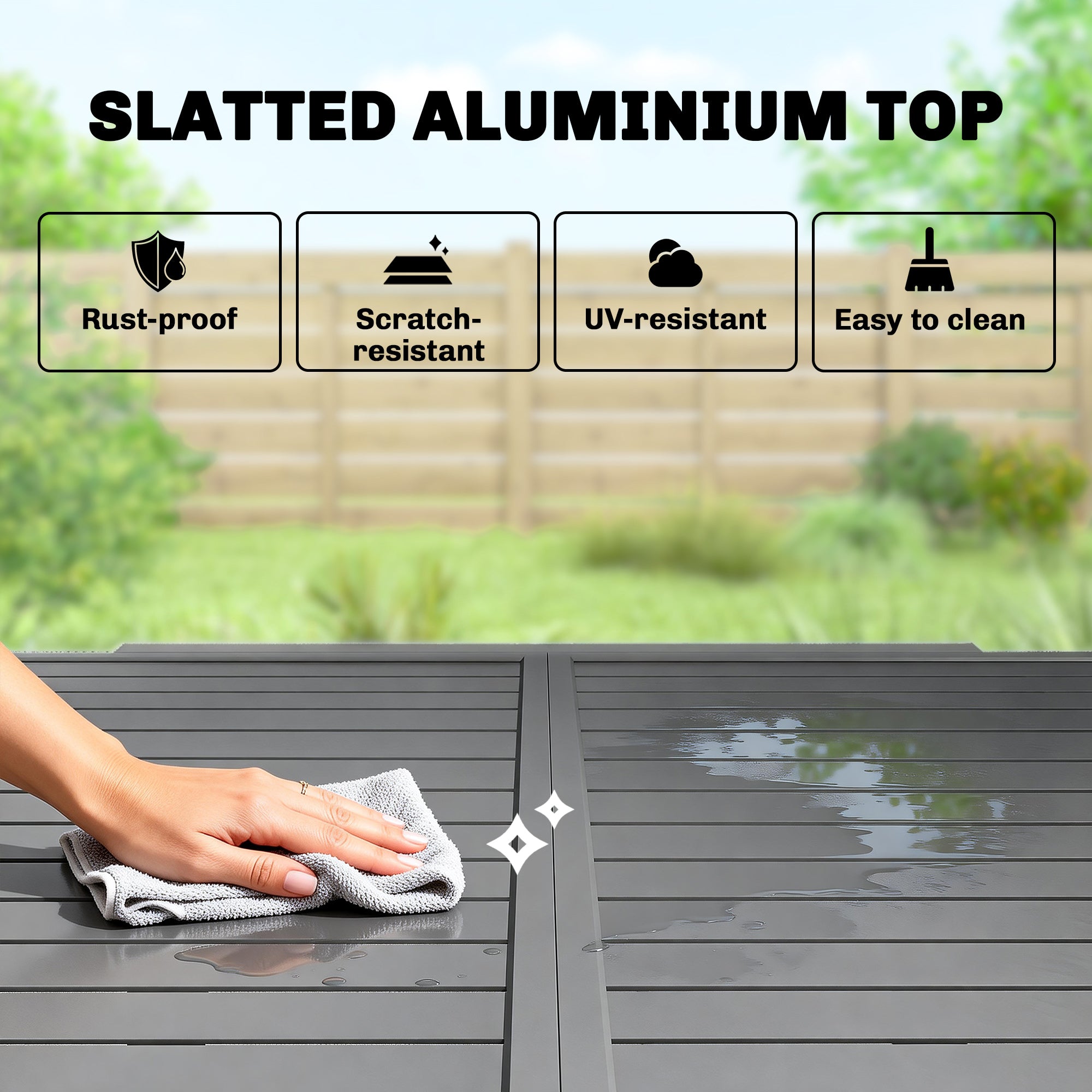 Aluminium Outdoor Garden Extending Dining Table for 4 to 8 People - Velmora