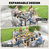 Aluminium Outdoor Garden Extending Dining Table for 4 to 8 People - Velmora