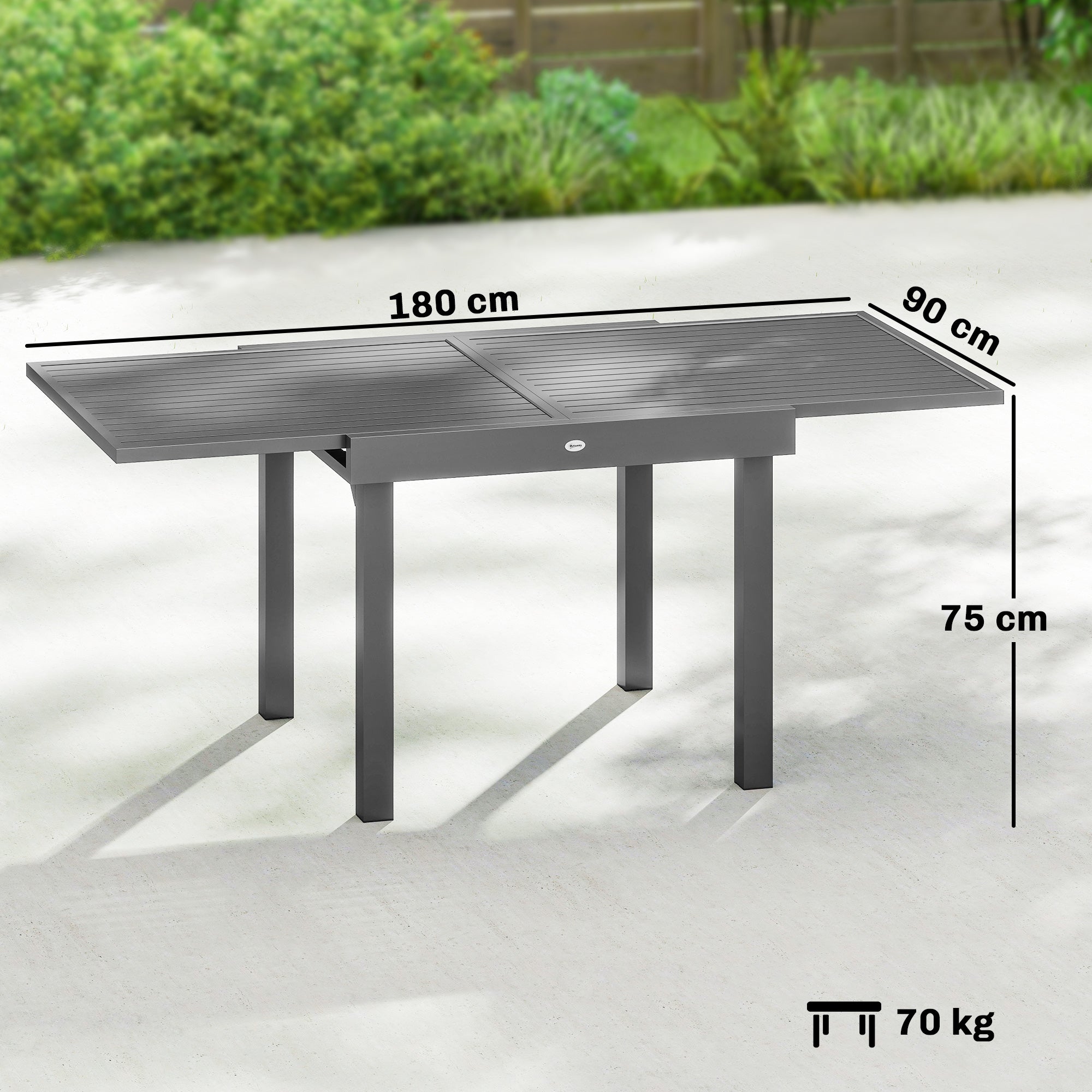 Aluminium Outdoor Garden Extending Dining Table for 4 to 8 People - Velmora